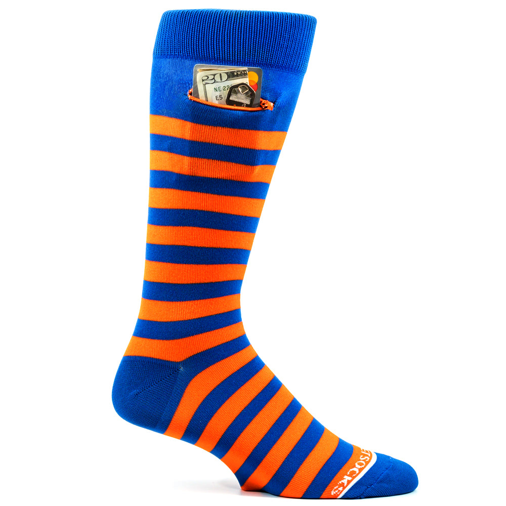 Orange - Royal Blue, Fashion Crew Pocket Socks®