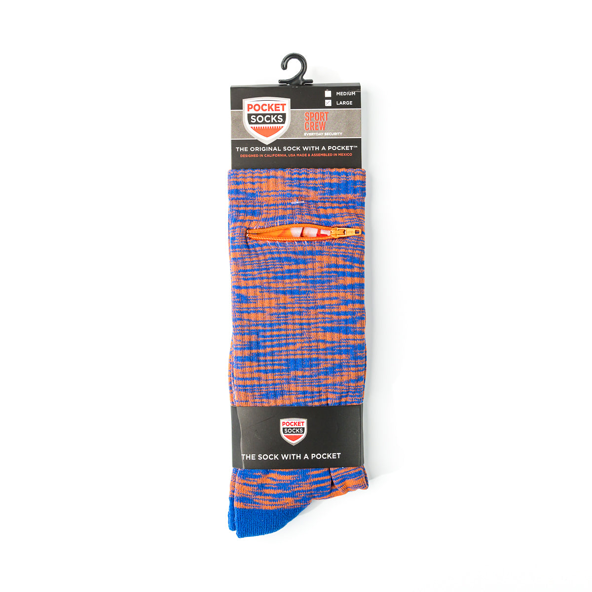 Orange - Royal Blue, Sport Crew Pocket Socks®