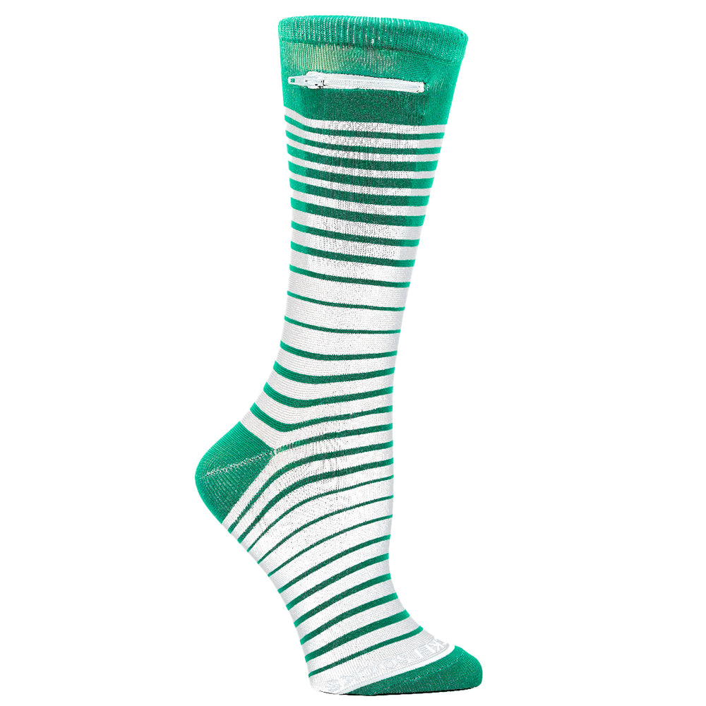 Green - White, Fashion Crew Pocket Socks®