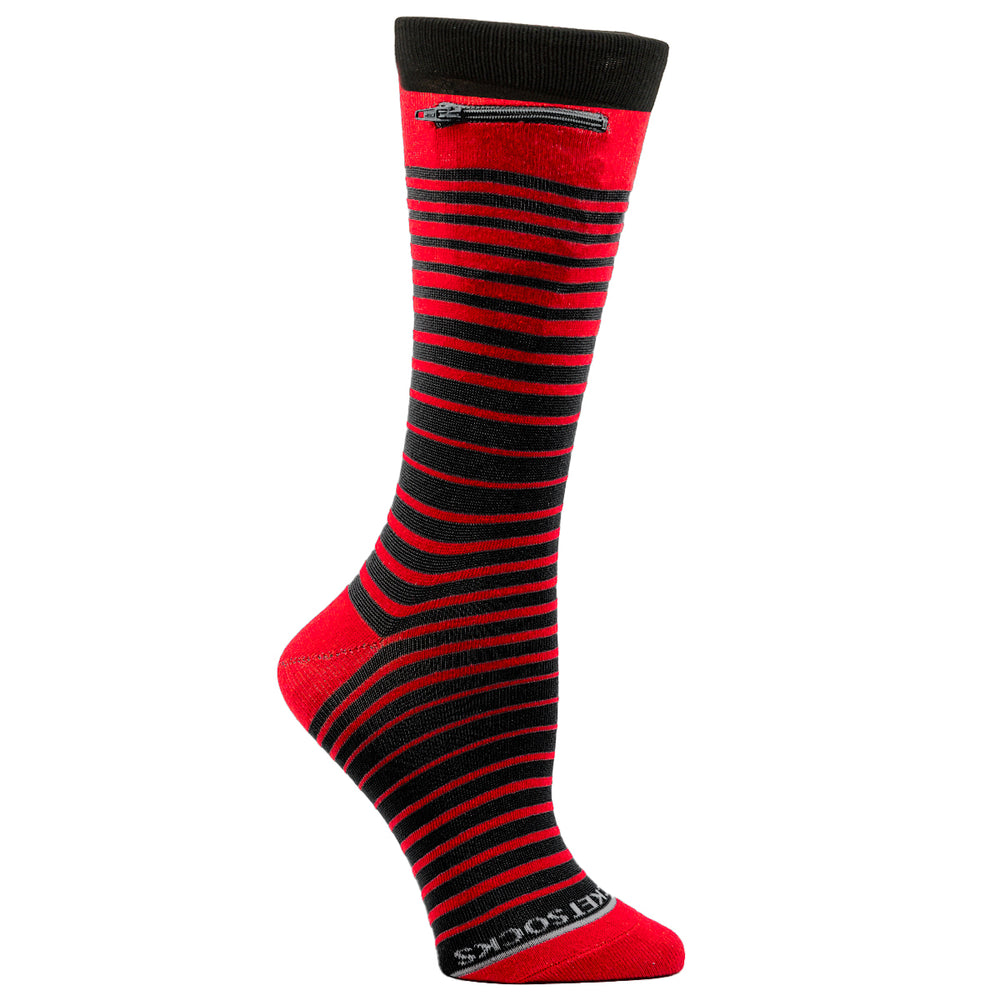
                  
                    Red - Black, Fashion Crew Pocket Socks®
                  
                