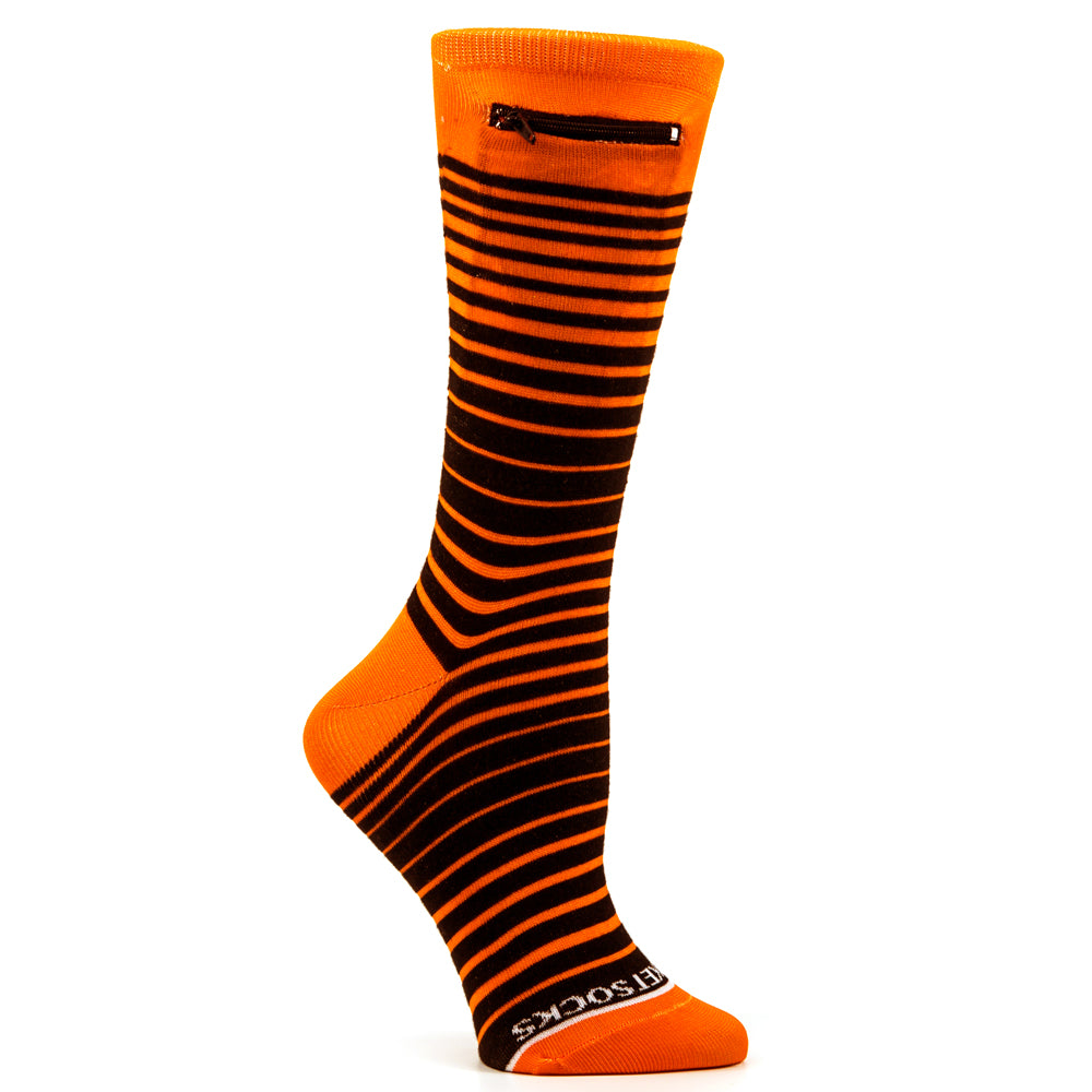 Orange - Black, Fashion Crew Pocket Socks®