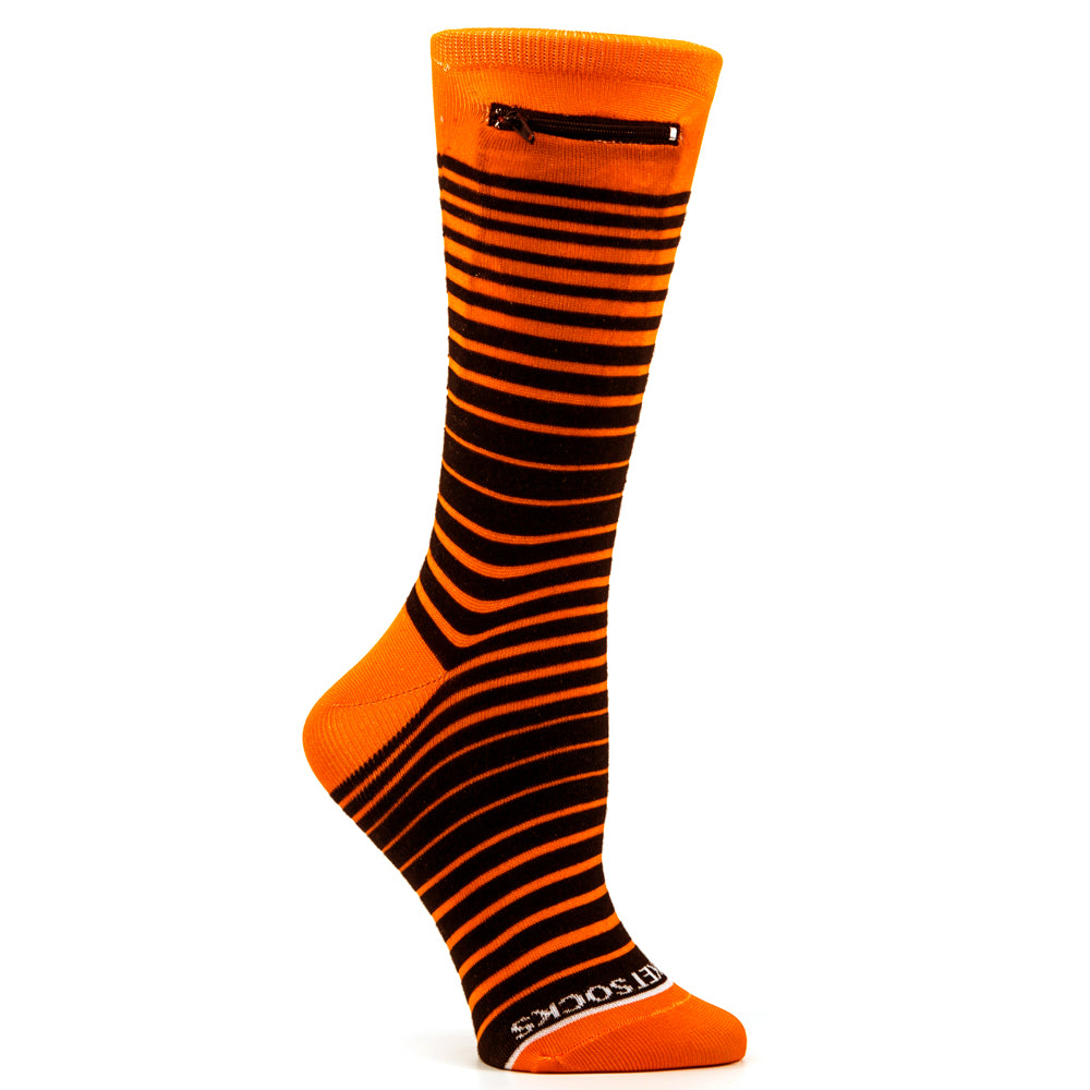 
                  
                    Orange - Black, Fashion Crew Pocket Socks®
                  
                