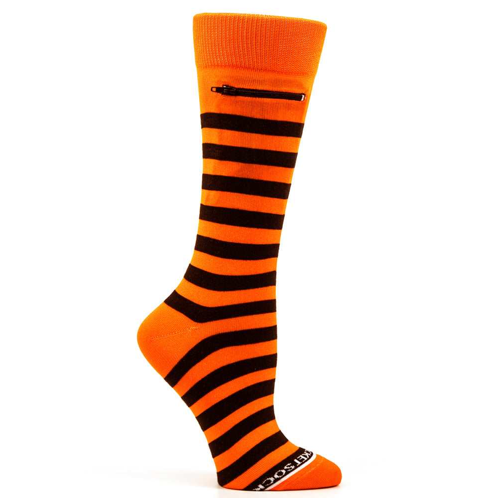 
                  
                    Orange - Black, Fashion Crew Pocket Socks®
                  
                