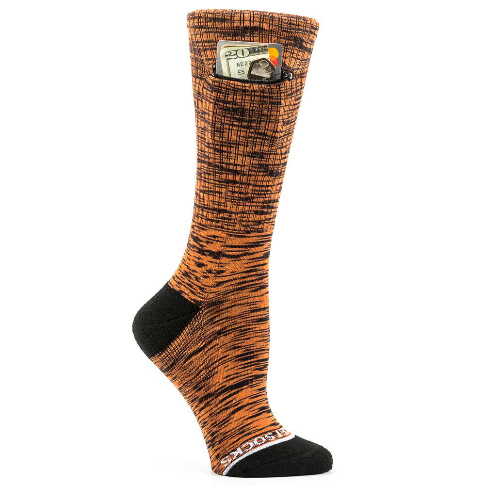 Orange - Black, Sport Crew Pocket Socks®