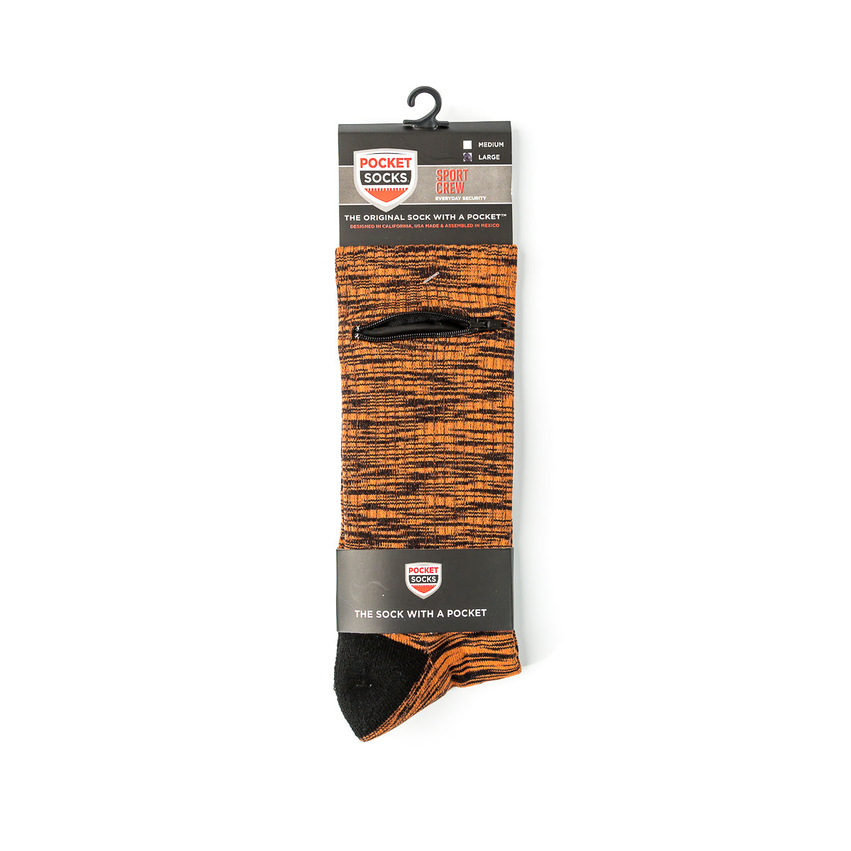Orange - Black, Sport Crew Pocket Socks®