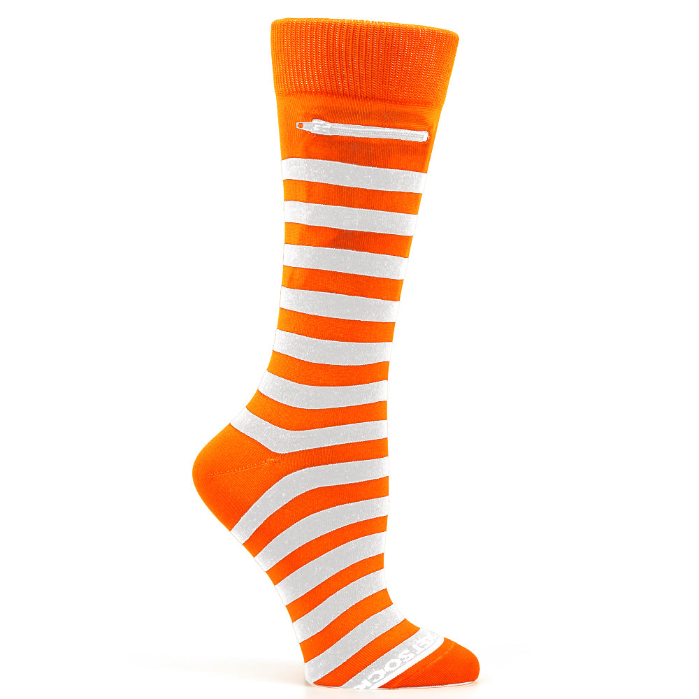 
                  
                    Orange - White, Fashion Crew Pocket Socks®
                  
                