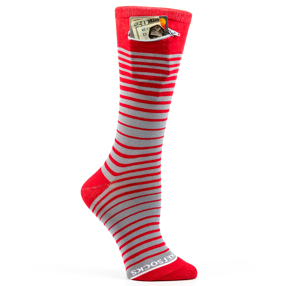 Red - Grey, Fashion Crew Pocket Socks®