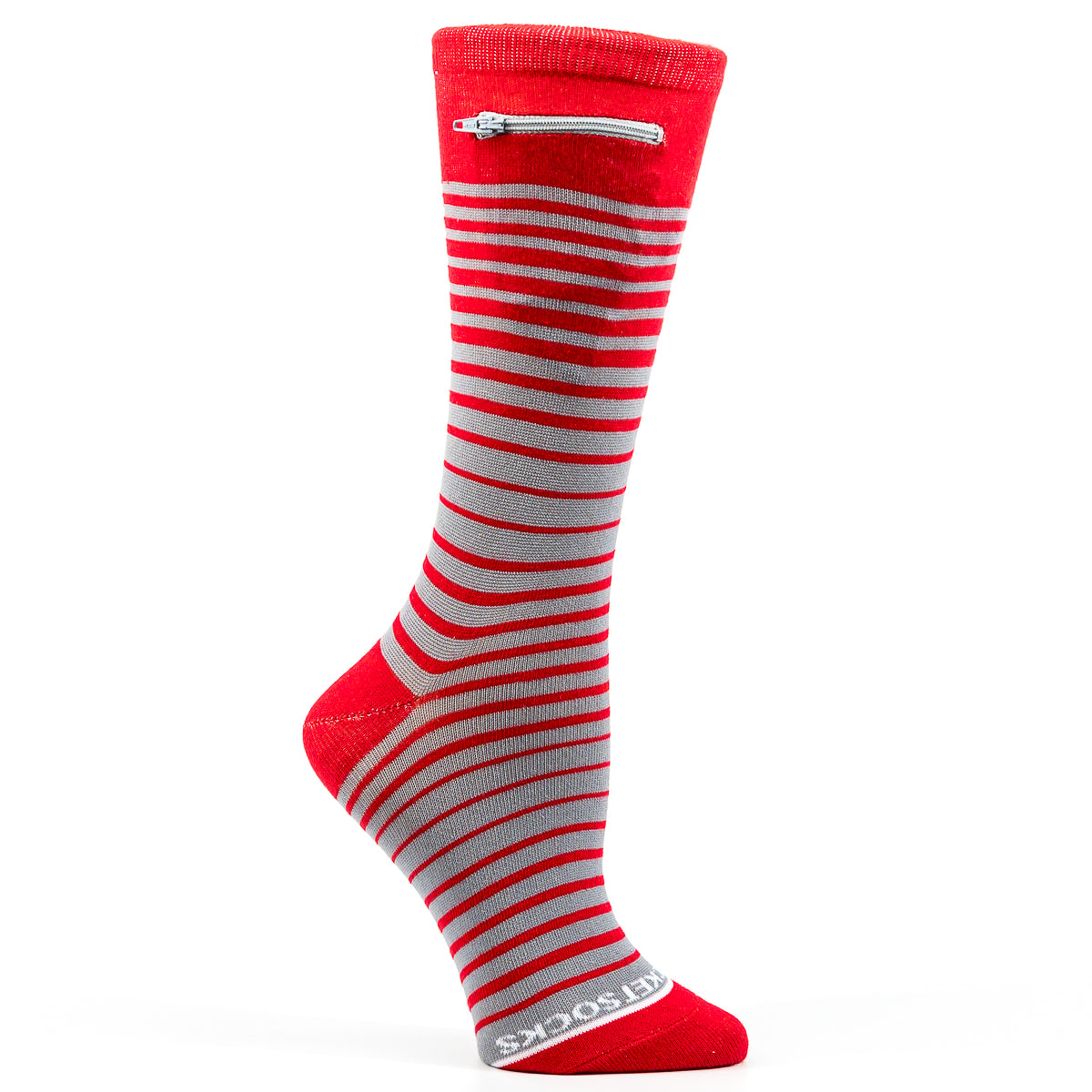 
                  
                    Red - Grey, Fashion Crew Pocket Socks®
                  
                