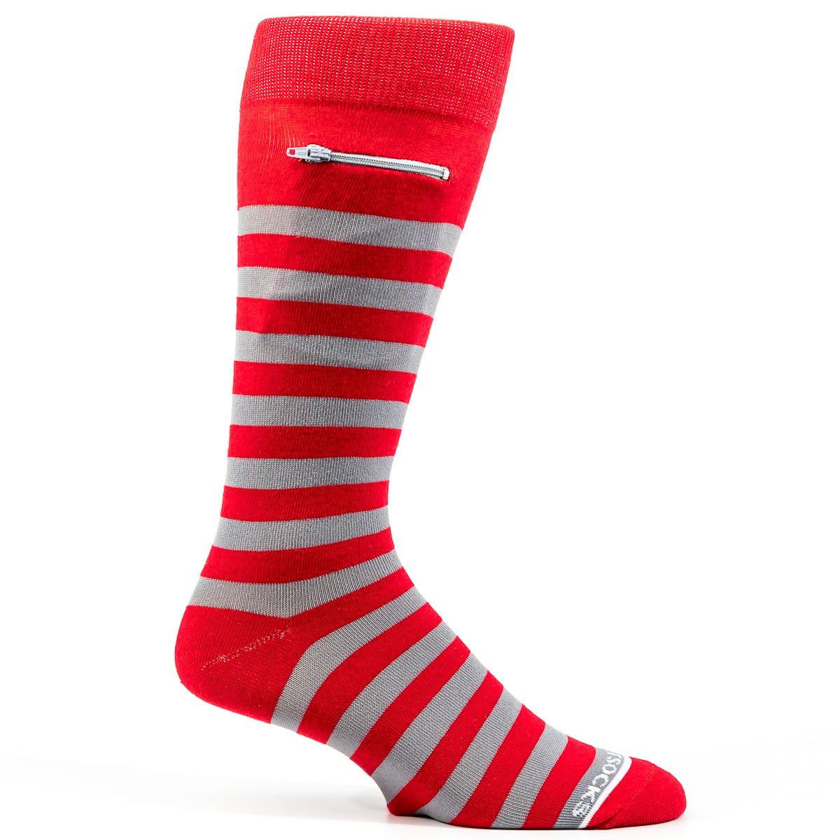 
                  
                    Red - Grey, Fashion Crew Pocket Socks®
                  
                