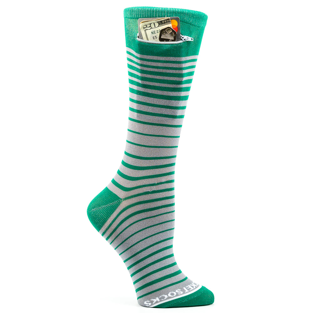 Green - Grey, Fashion Crew Pocket Socks®