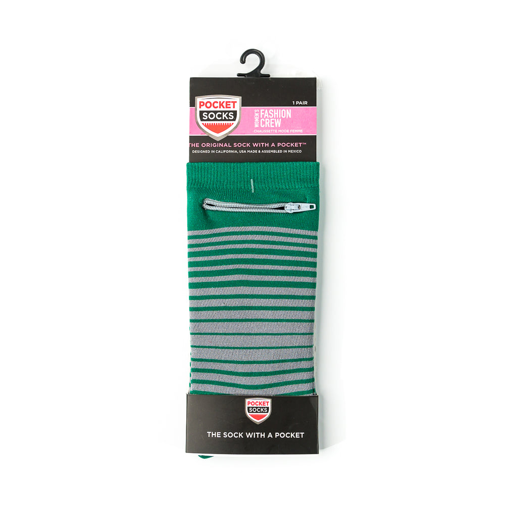 
                  
                    Green - Grey, Fashion Crew Pocket Socks®
                  
                