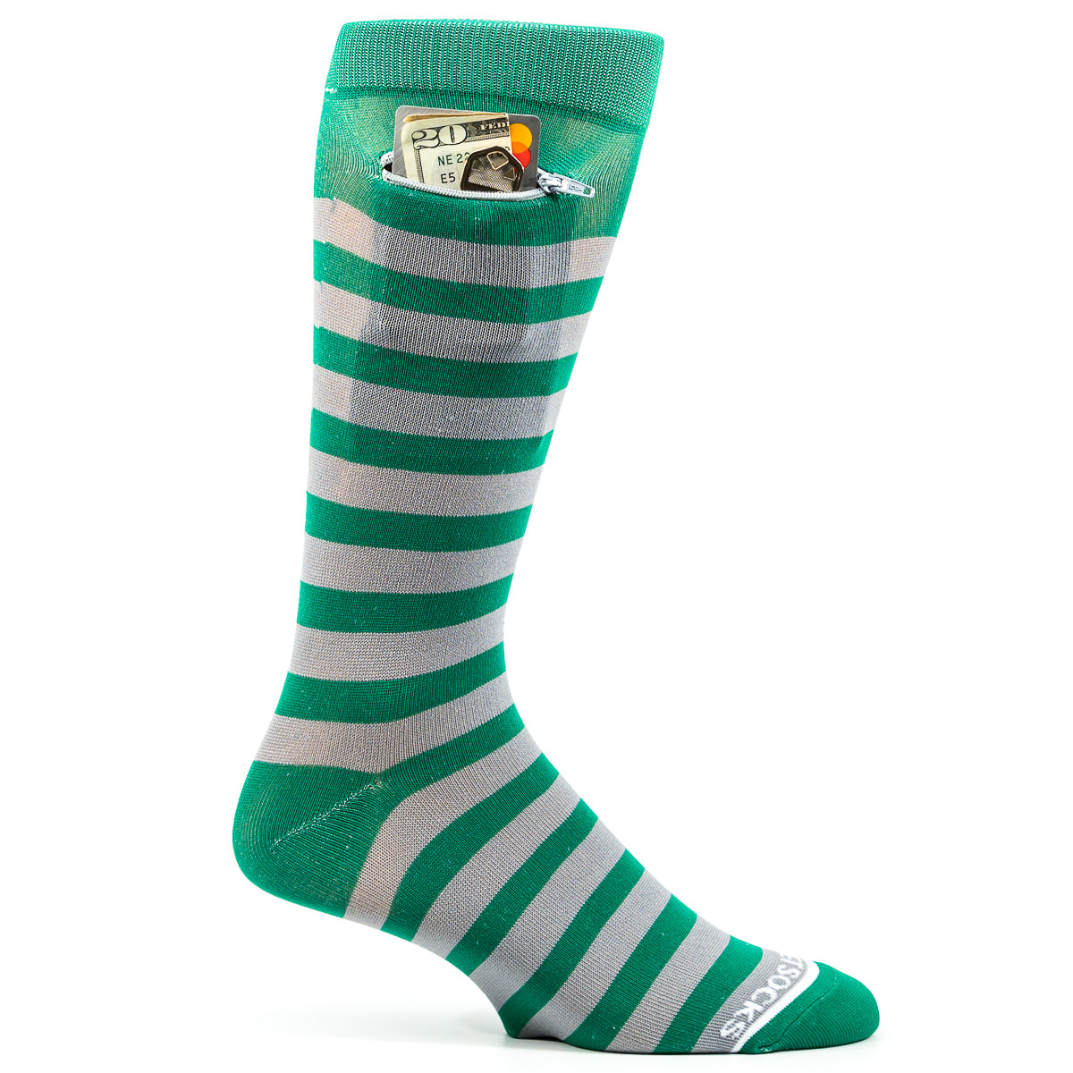 Green - Grey, Fashion Crew Pocket Socks®