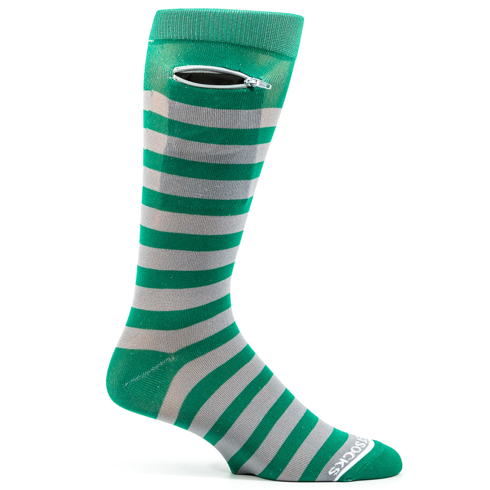 
                  
                    Green - Grey, Fashion Crew Pocket Socks®
                  
                