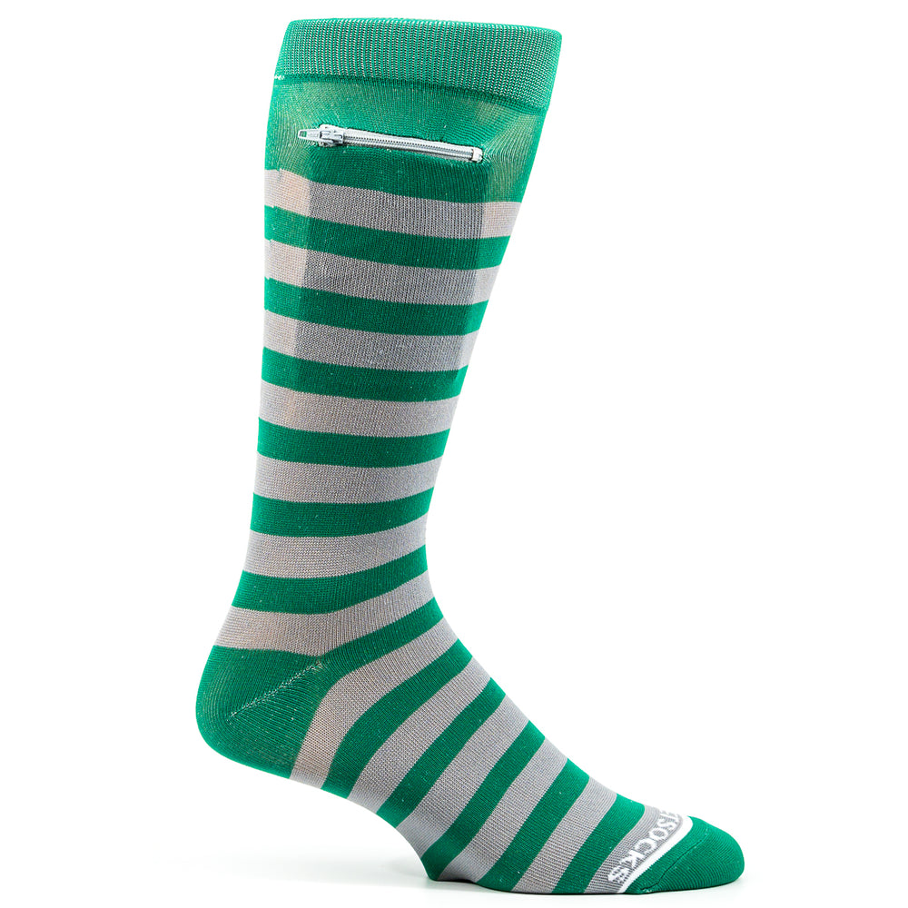 
                  
                    Green - Grey, Fashion Crew Pocket Socks®
                  
                