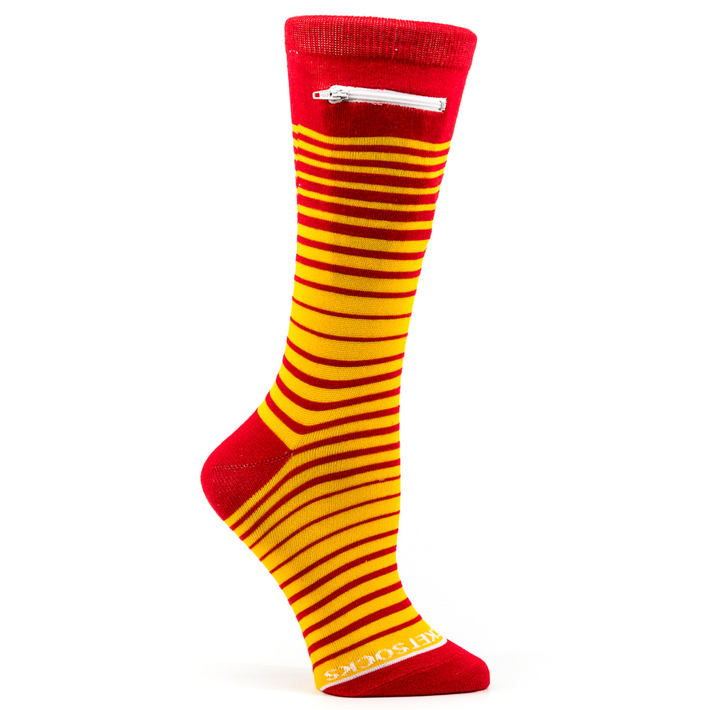 
                  
                    Red - Yellow, Fashion Crew Pocket Socks®
                  
                