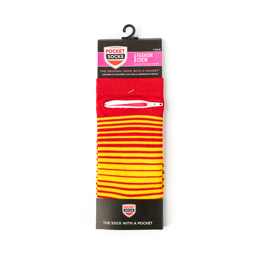 
                  
                    Red - Yellow, Fashion Crew Pocket Socks®
                  
                
