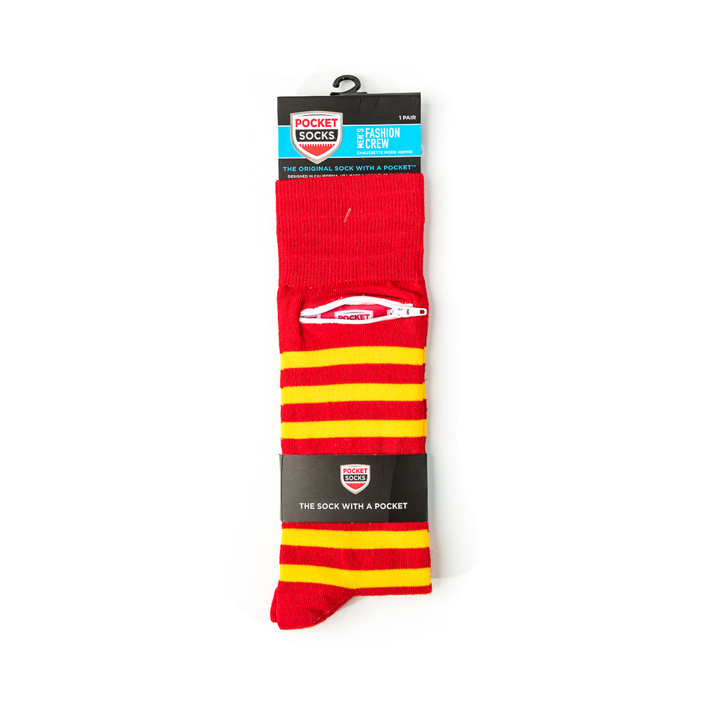 
                  
                    Red - Yellow, Fashion Crew Pocket Socks®
                  
                