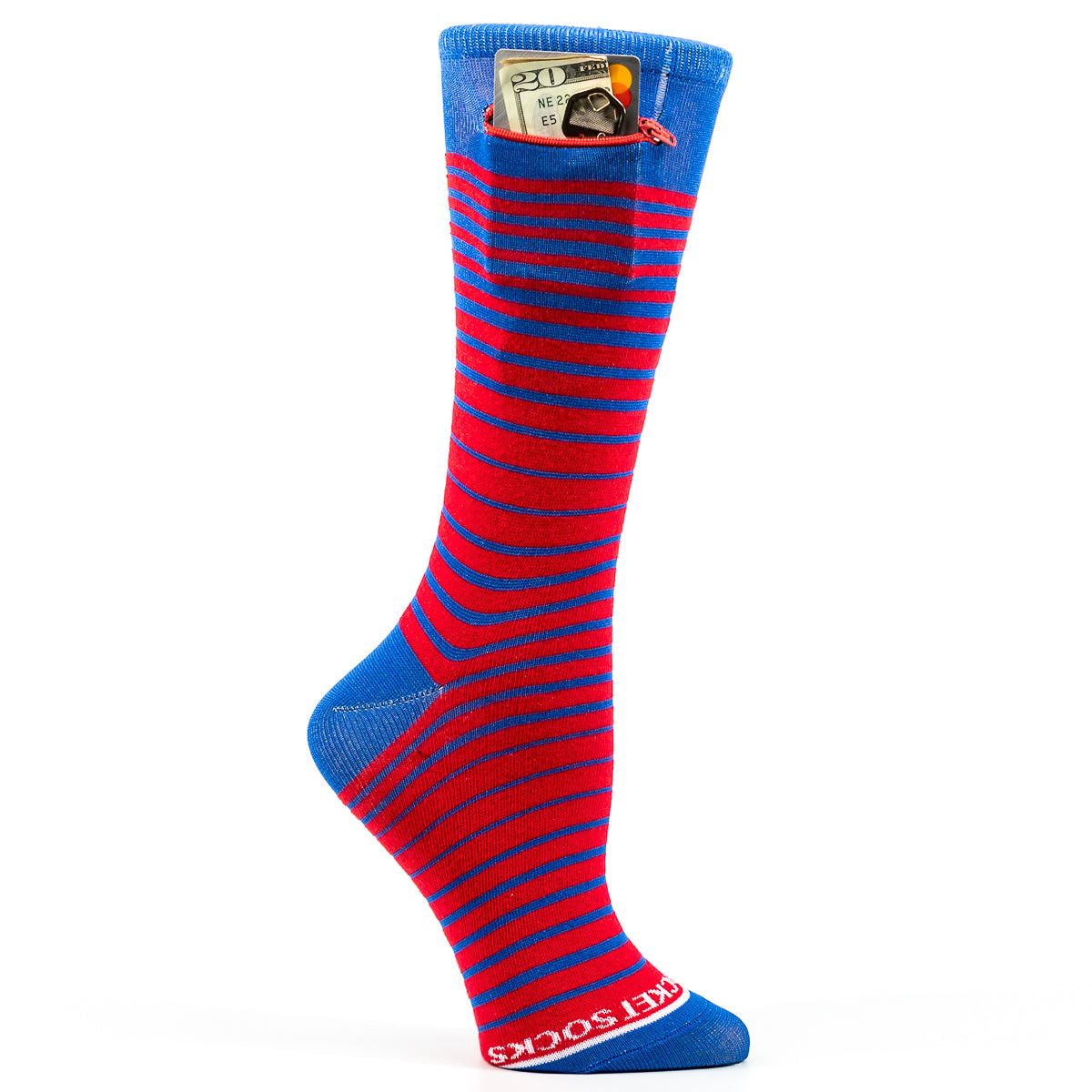 
                  
                    Red - Blue, Fashion Crew Pocket Socks®
                  
                