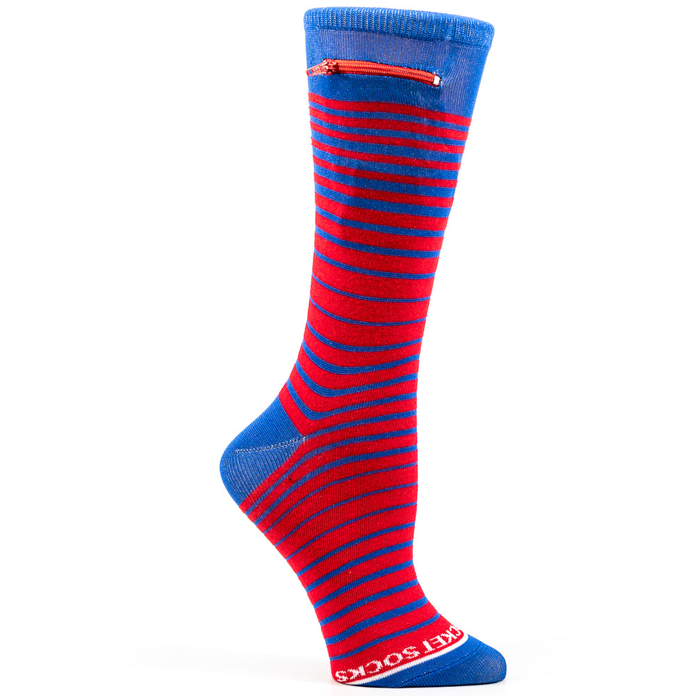 
                  
                    Red - Blue, Fashion Crew Pocket Socks®
                  
                