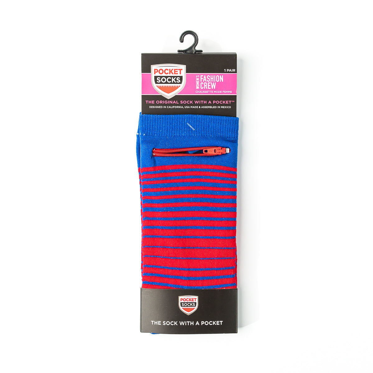 
                  
                    Red - Blue, Fashion Crew Pocket Socks®
                  
                