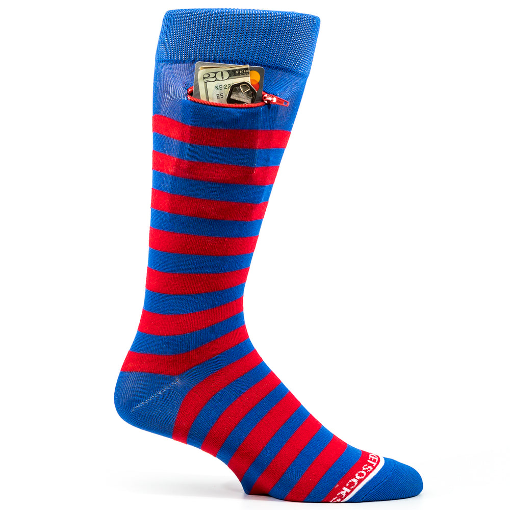 
                  
                    Red - Blue, Fashion Crew Pocket Socks®
                  
                