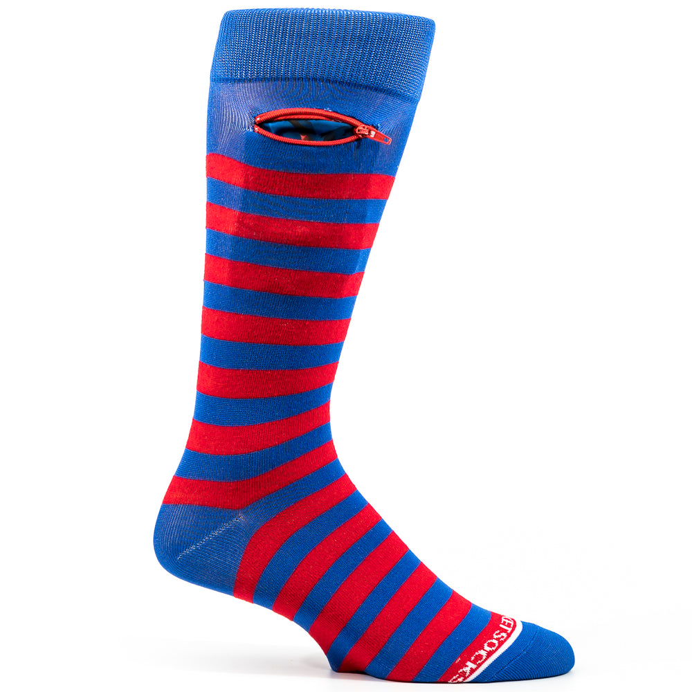 
                  
                    Red - Blue, Fashion Crew Pocket Socks®
                  
                