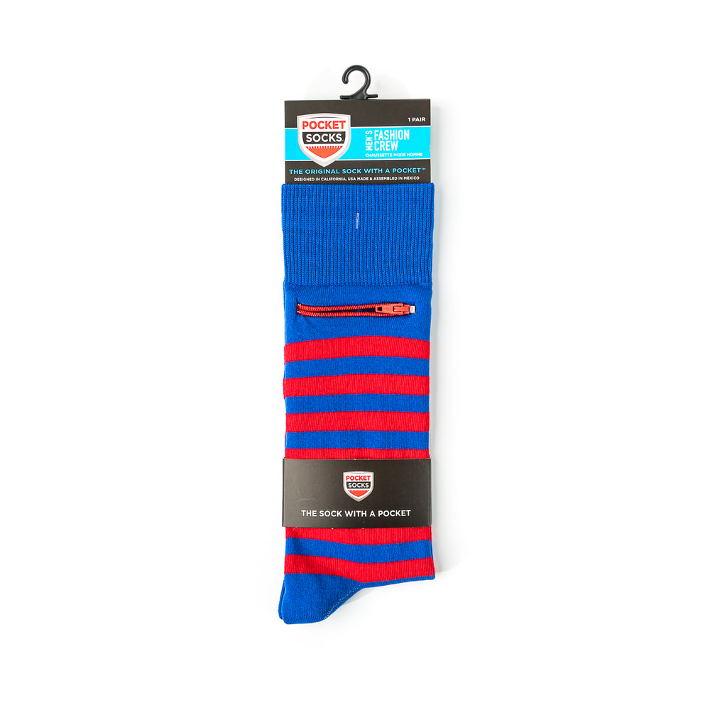 
                  
                    Red - Blue, Fashion Crew Pocket Socks®
                  
                