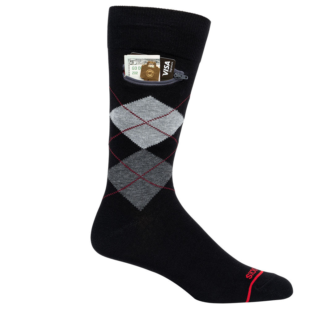 Pocket Socks®, Argyle Grey, Mens