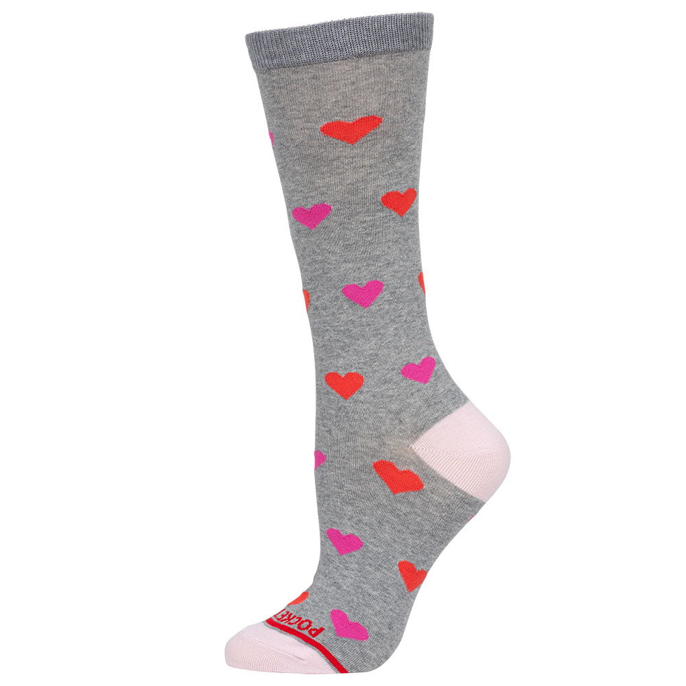 Pocket Socks®, Hearts on Grey, Womens