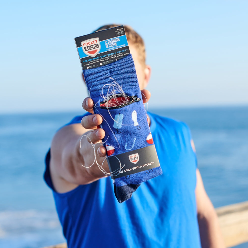 Pocket Socks®, Hooked on Fishing, Mens Deluxe
