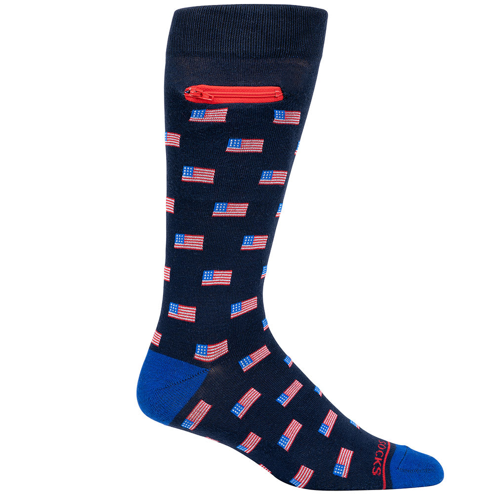 Pocket Socks®, USA Flags, Mens Deluxe