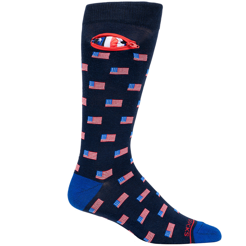 Pocket Socks®, USA Flags, Mens Deluxe