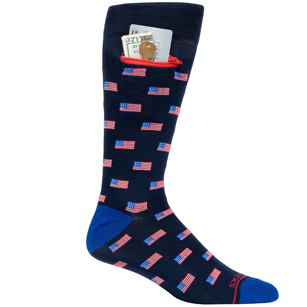 Pocket Socks®, USA Flags, Mens Deluxe