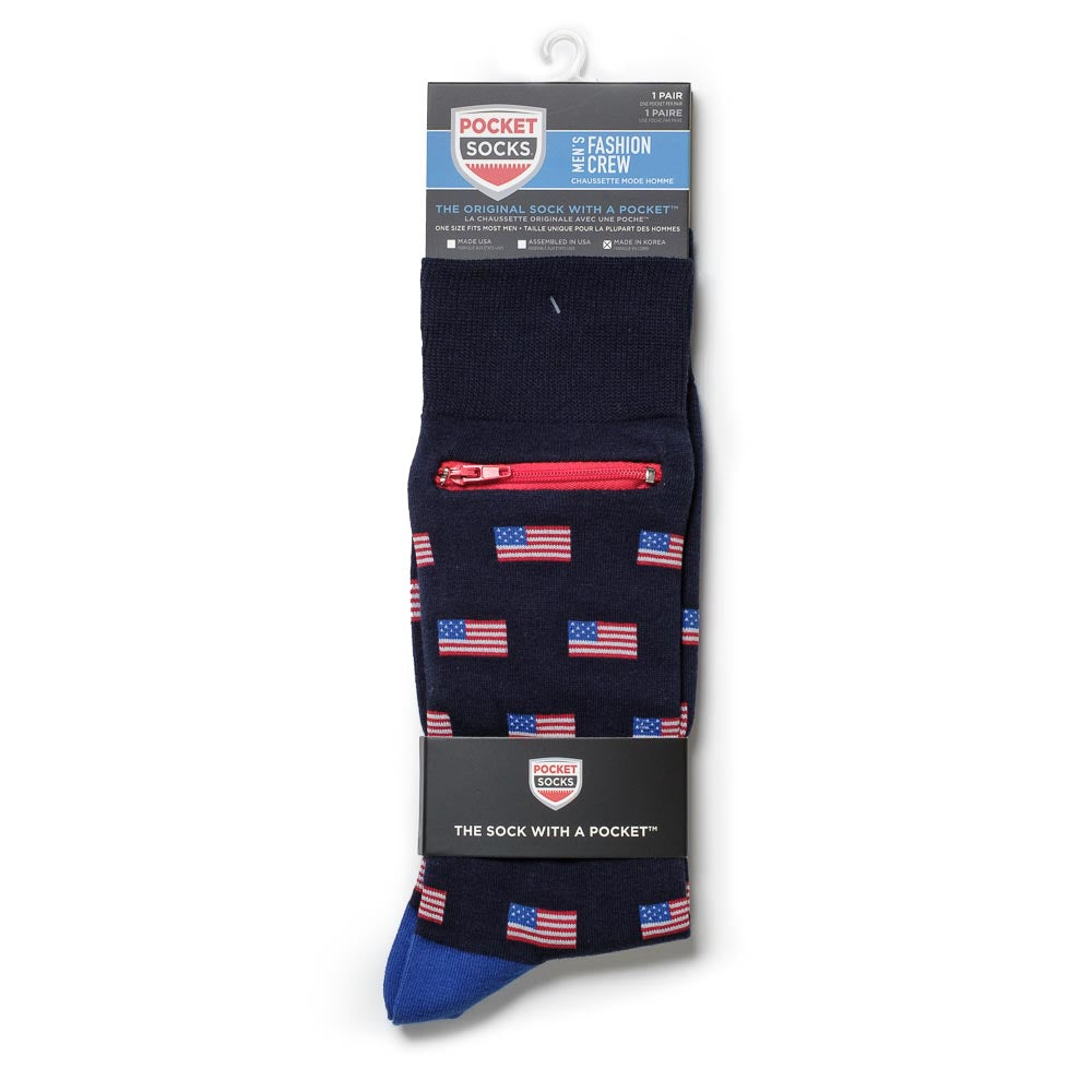 Pocket Socks®, USA Flags, Mens Deluxe