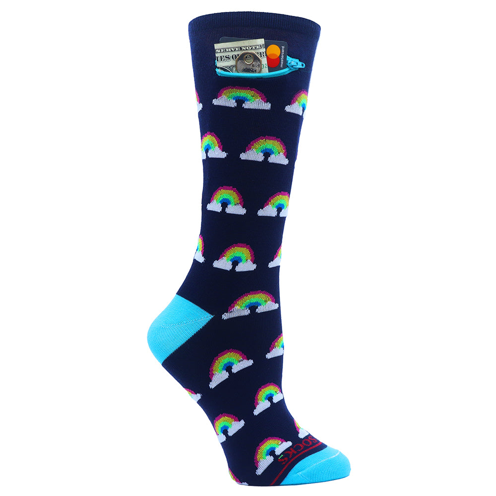 Pocket Socks® Rainbows on Blue