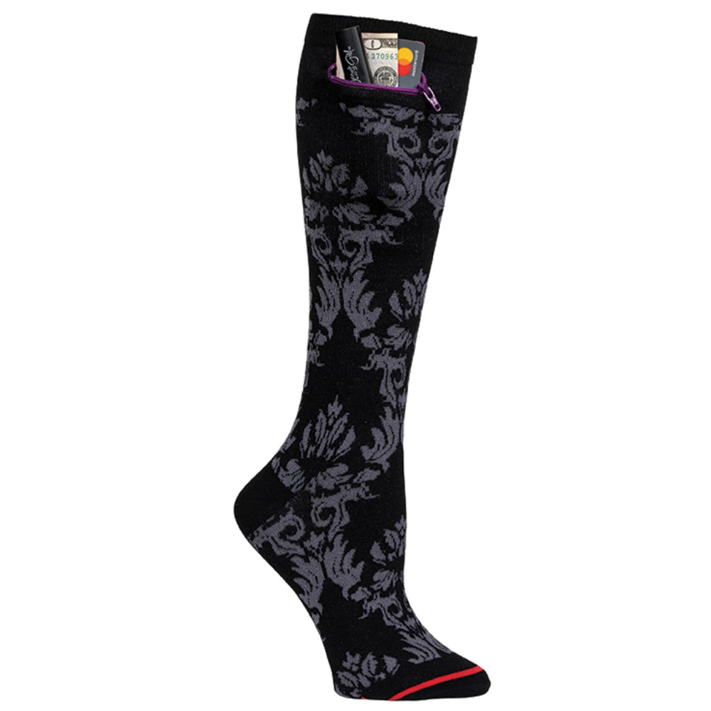 DAMASK BLACK KNEE HIGH - Womens