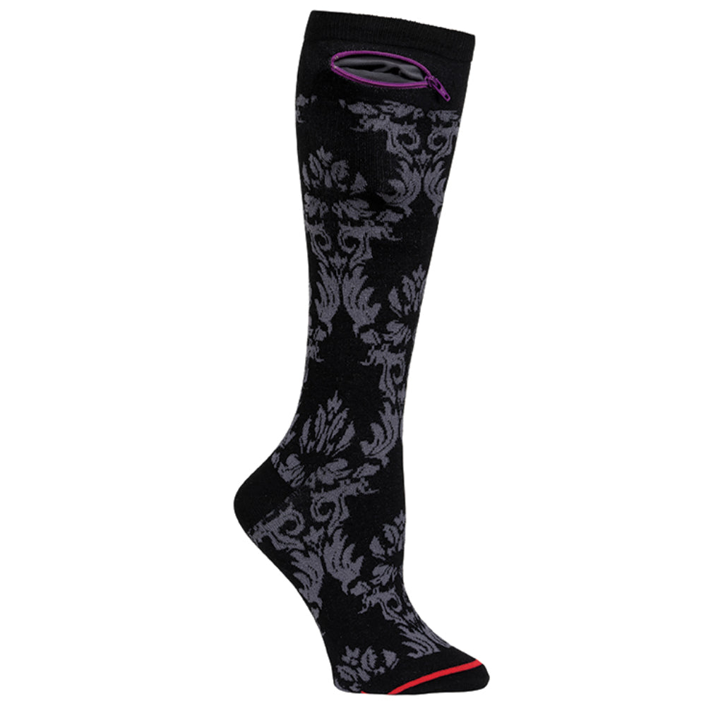 DAMASK BLACK KNEE HIGH - Womens