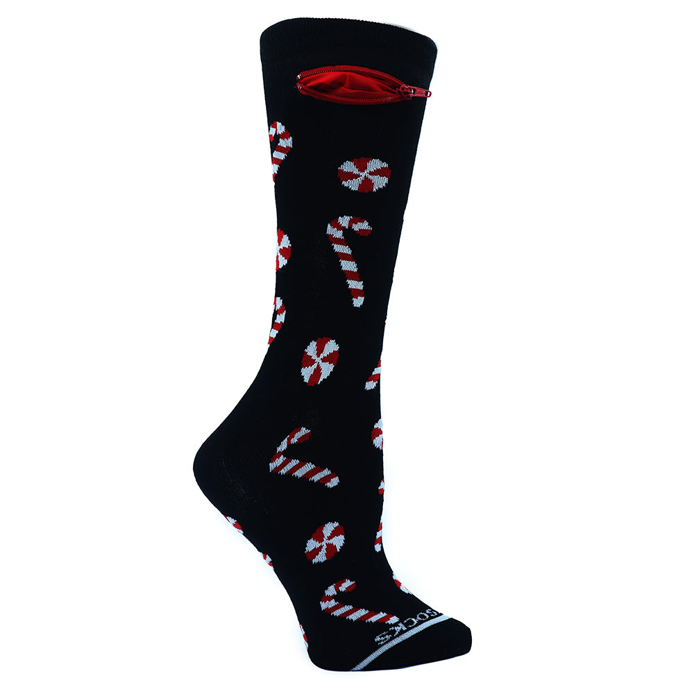 
                  
                    Candy Canes on Black Pocket Socks®, Womens, One Size
                  
                