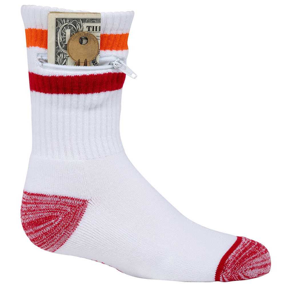 Pocket Socks®, Kids, Orange/Red Stripe