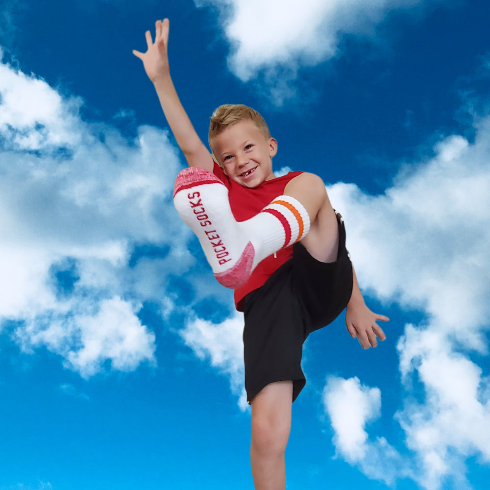 Pocket Socks®, Kids, Orange/Red Stripe