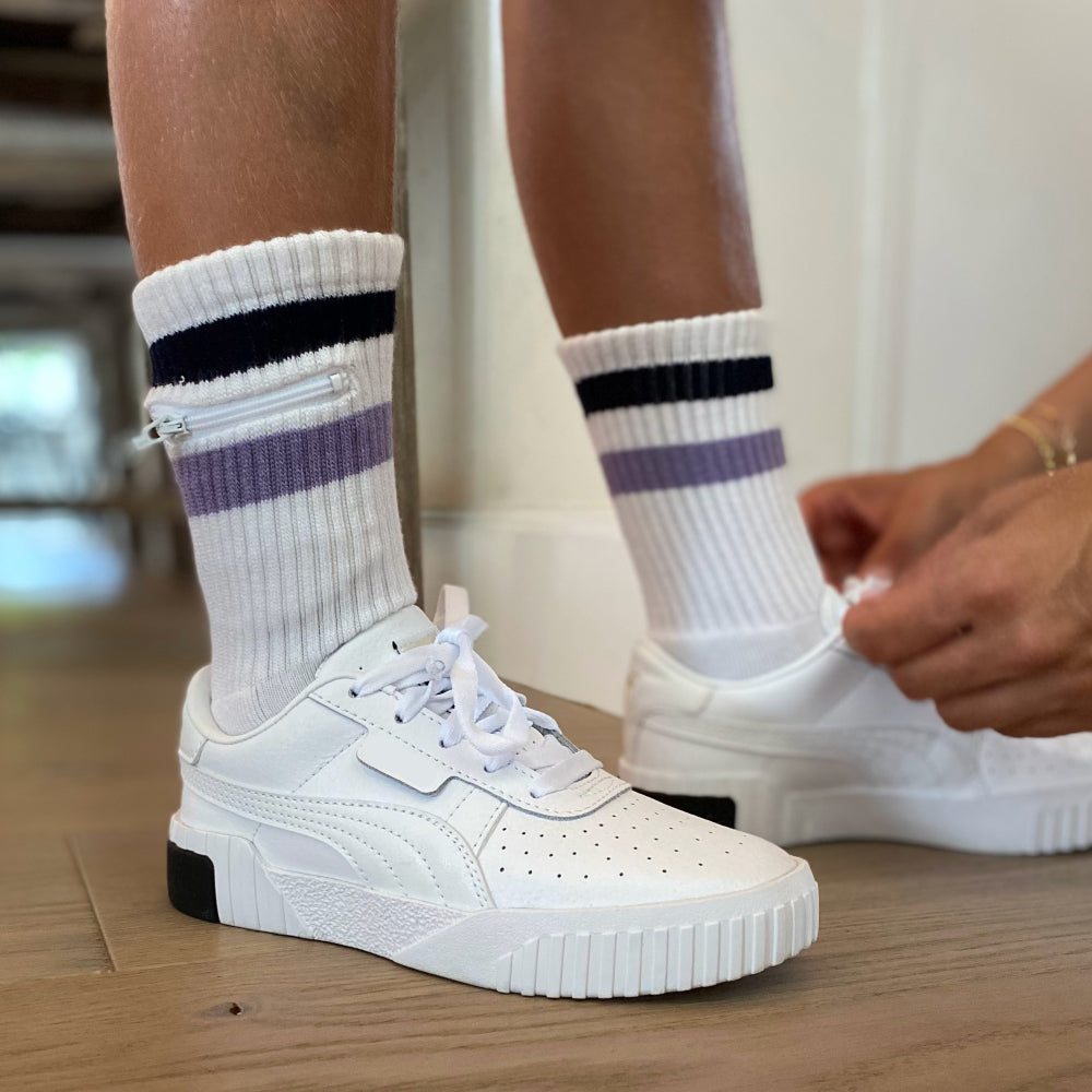 Pocket Socks®, Kids Purple/Navy Stripe