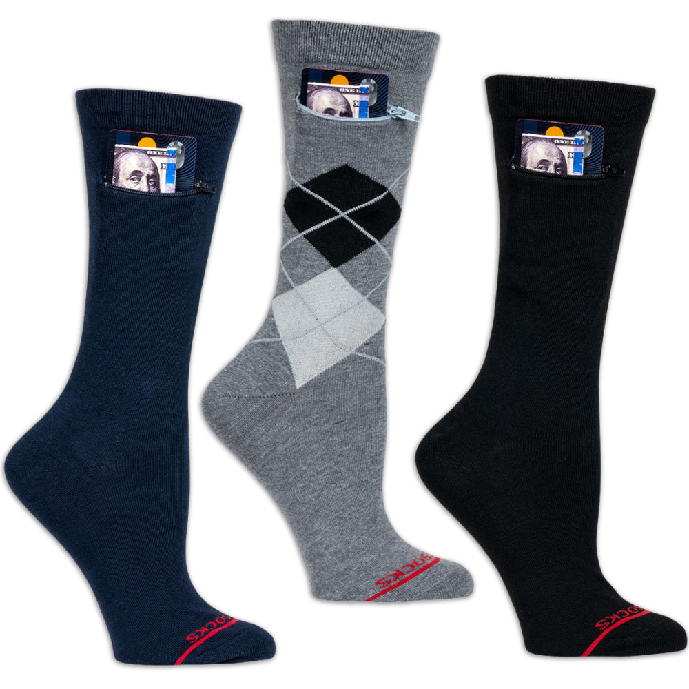 Argyle and Solids Pocket Socks (3-Pack), Pocket Socks®