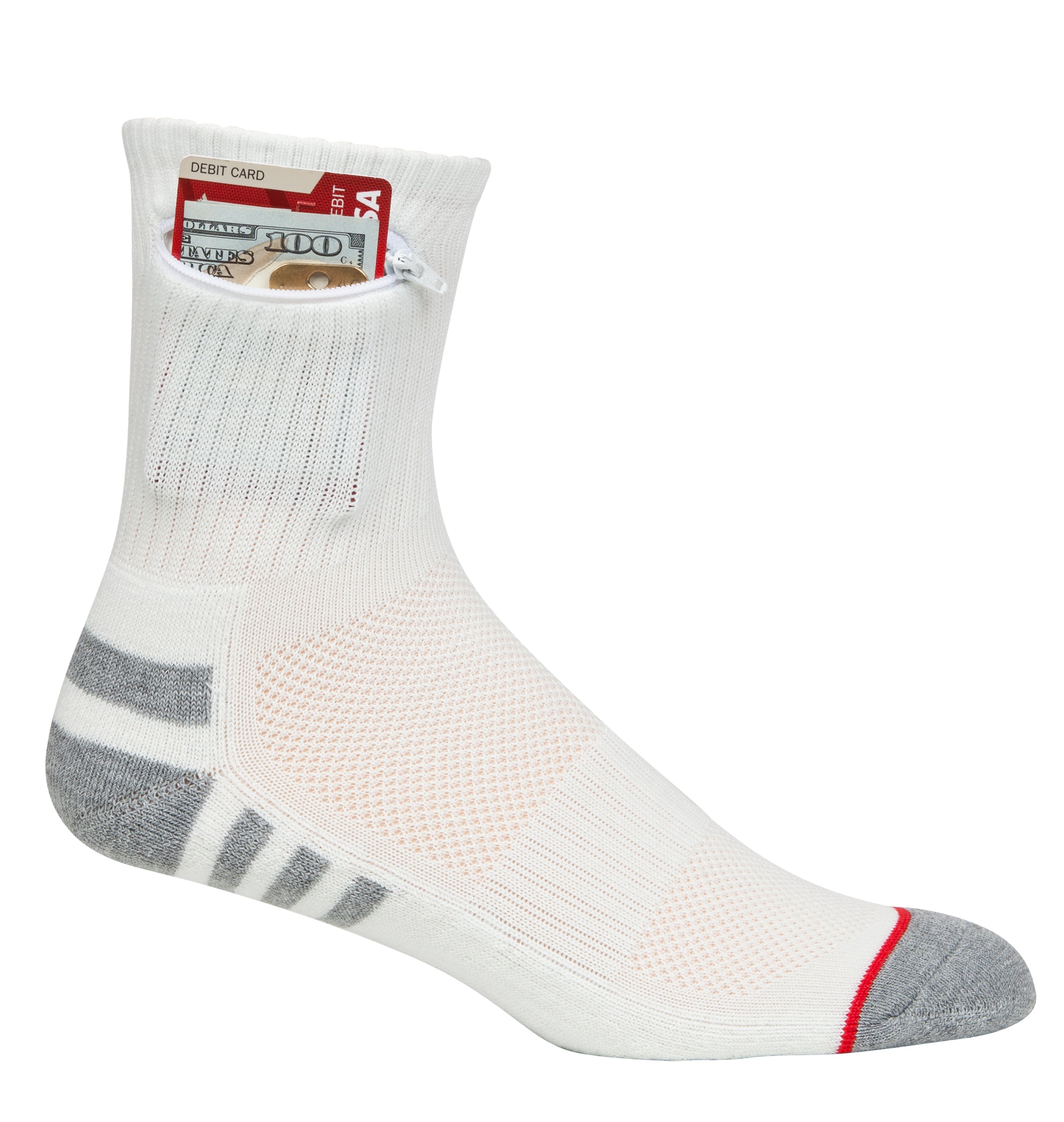 Ankle Pocket Socks, White