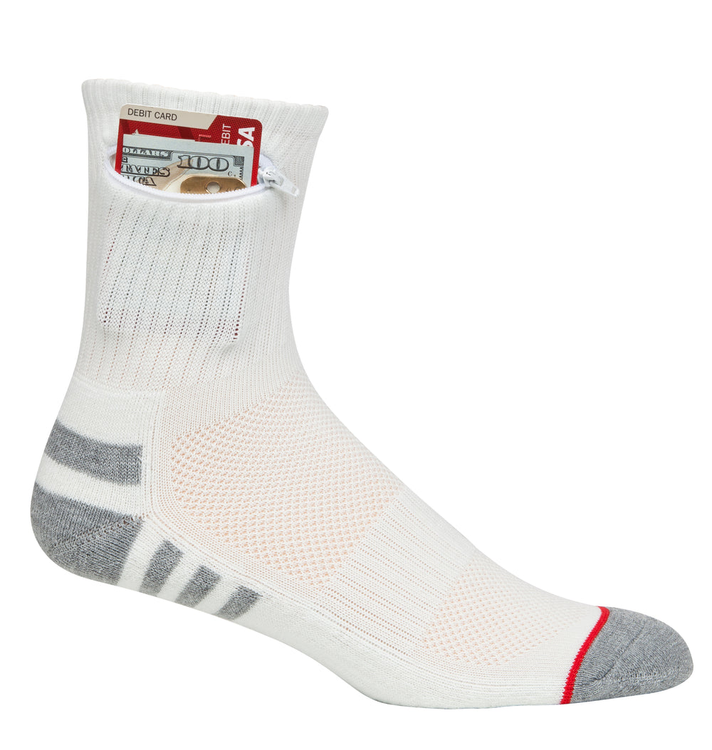 Ankle Pocket Socks, White