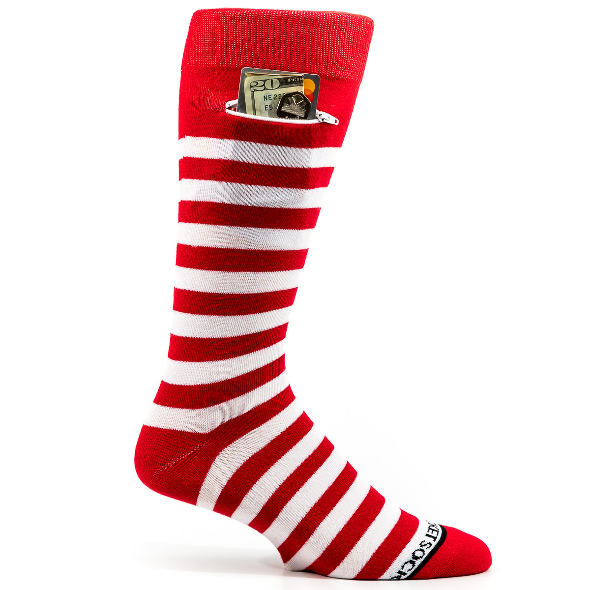 
                  
                    Red - White, Fashion Crew Pocket Socks®
                  
                