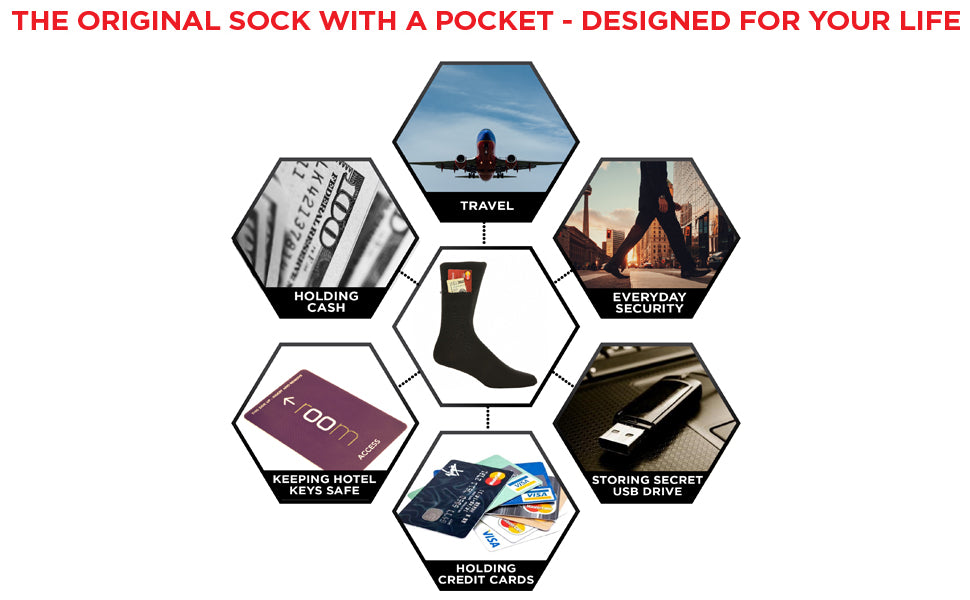 Pocket Socks®, Black Dress 3-Pack